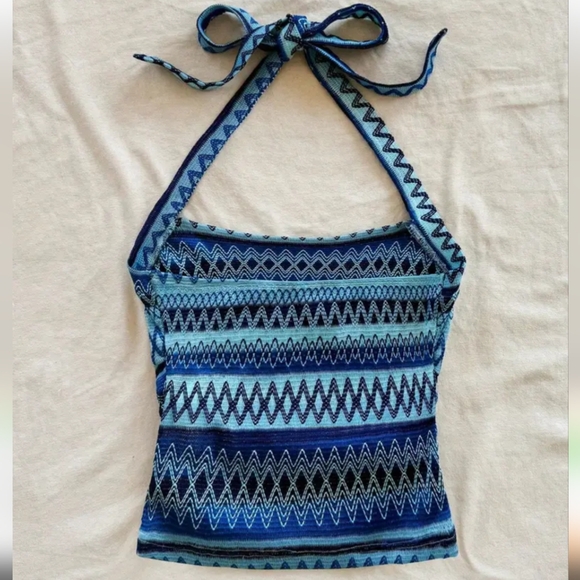 Blue Patterned Halter Top - Picture 3 of 3